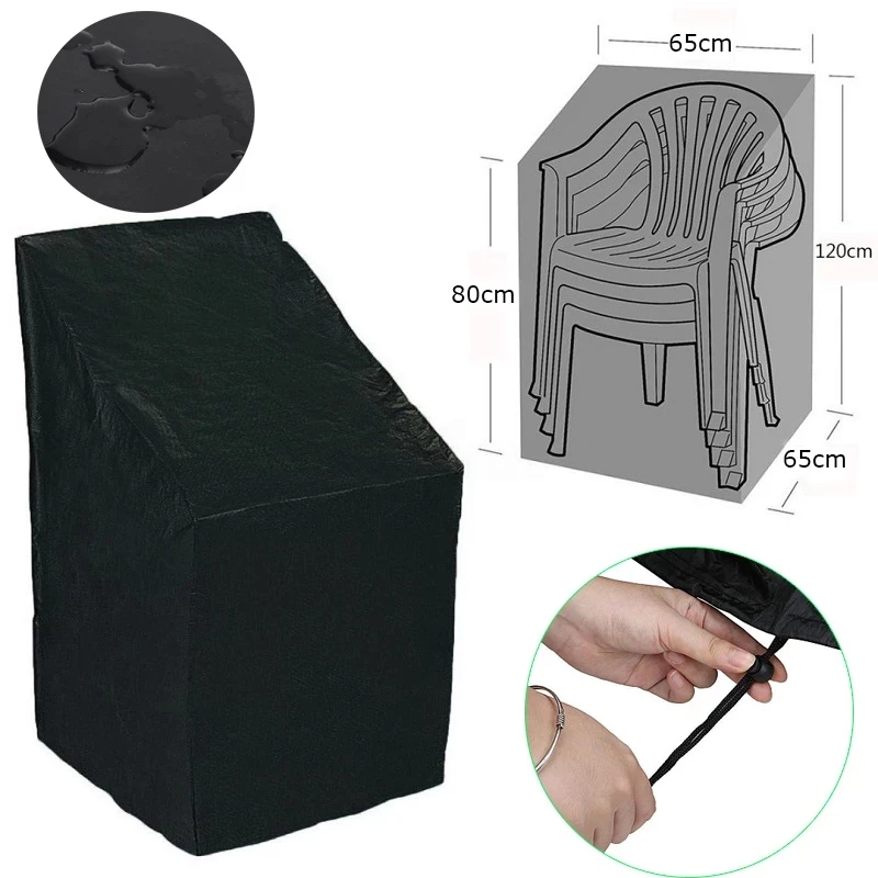 

Black Folding Chair Dust Cover Outdoor Garden Patio Furniture Protective Cover Waterproof And Dustproof Chair Seat Cover