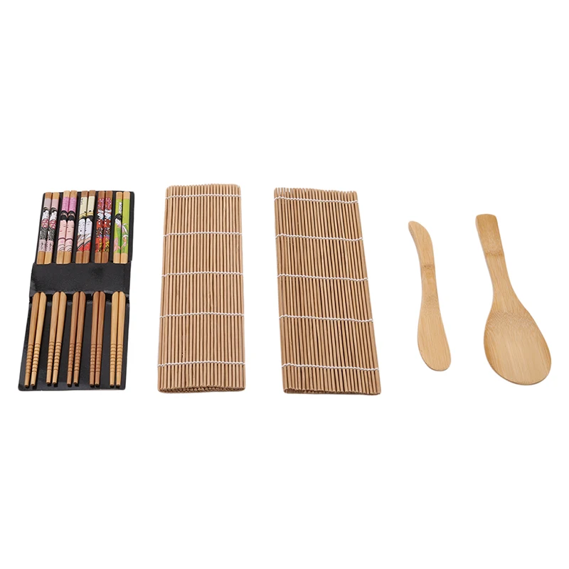 

Homemade Sushi Kit 9Pcs/Set Bamboo Rolling Mats Chopsticks Rice Spreader Spoon DIY Kitchen Cooking Sushi Tools