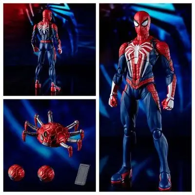 SHF Avengers Spider-Man Upgrade Suit PS4 Game Edition SpiderMan PVC Action Figure Collectible Model Doll Gift 15cm