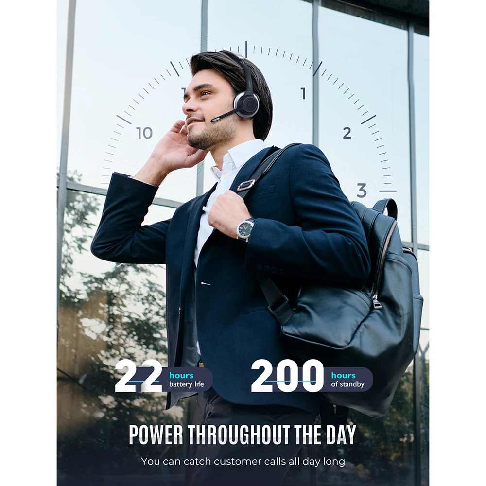 Mpow/Soulsens HC5 Bluetooth V5.0 деловые наушники с CVC8.0 шумоподавляющим микрофоном и 22 часа