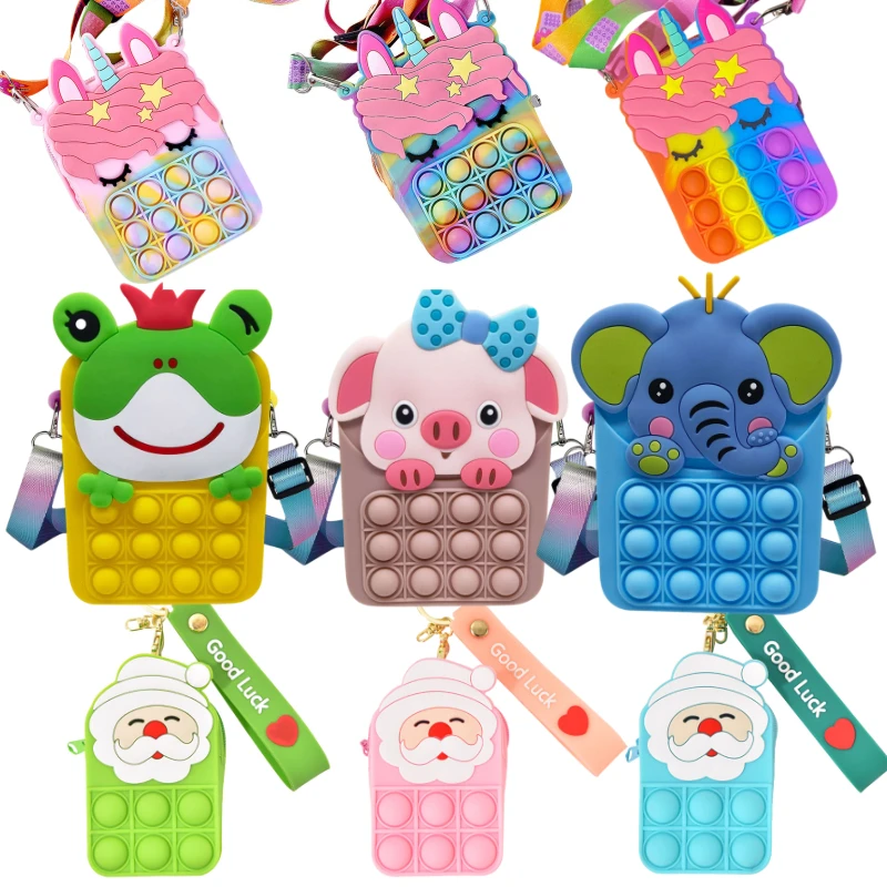 

New Color Figet Toy Pops Its Unicorn Squishy Kawaii Messenger Bag Stress Reliever Sensory Toy Special Needs Adhd Autism Kid Gift