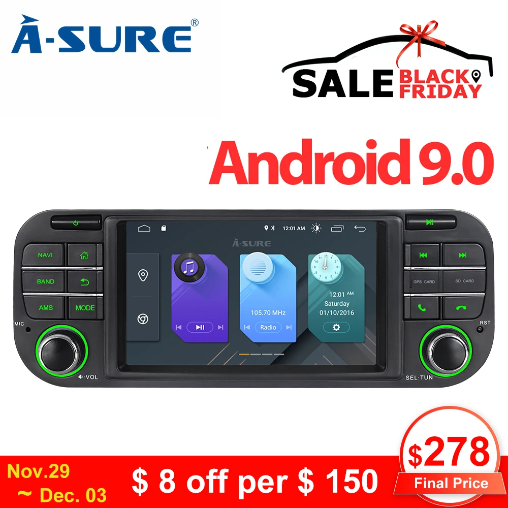 A-Sure 16 Гб rom 5 дюймов Android 9,0 радио gps Автомобильный плеер стерео навигация для Jeep Grand Cherokee Jeep Wrangler 2003-2006