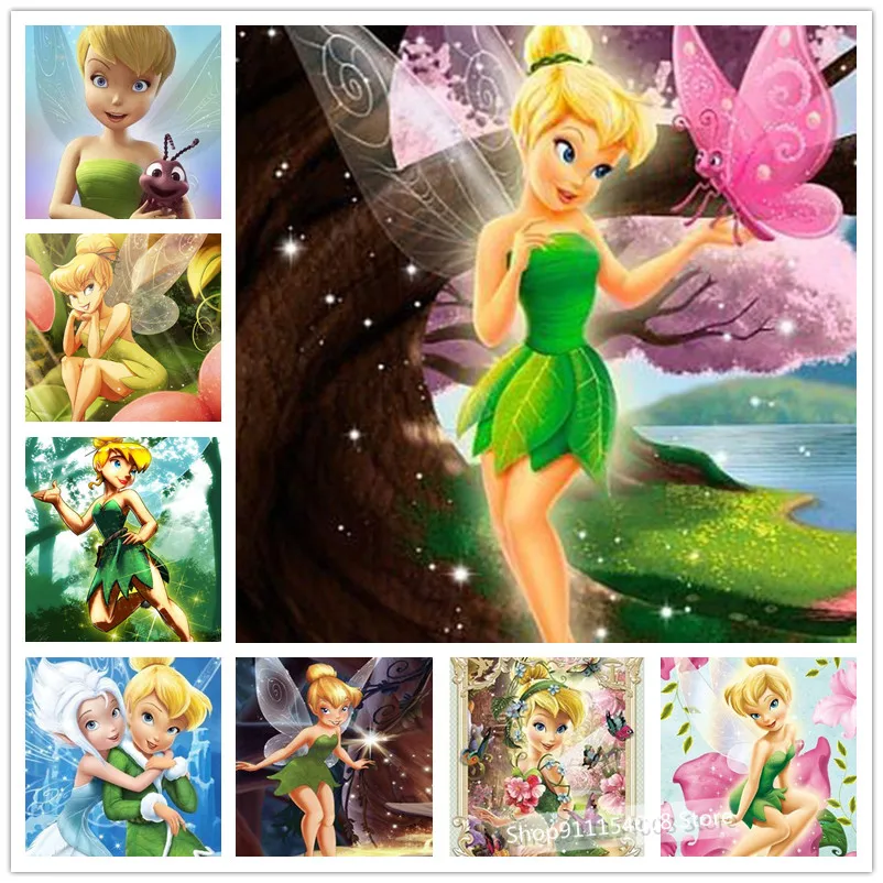 

Disney Diamond Painting Tinker Bell 5D DIY Diamond Embroidery Cross Stitch Cartoon Rhinestones Mosaic Kit Home Decoration Gift