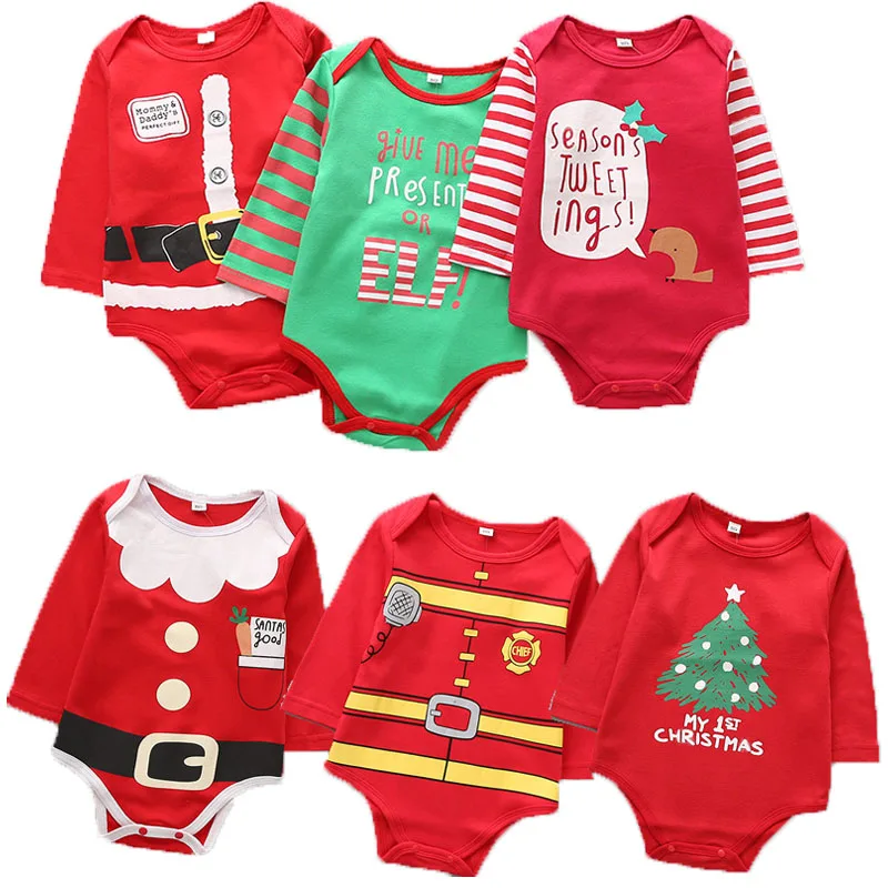 Рождественские комбинезоны для малышей маленьких девочек одежда детей комплект