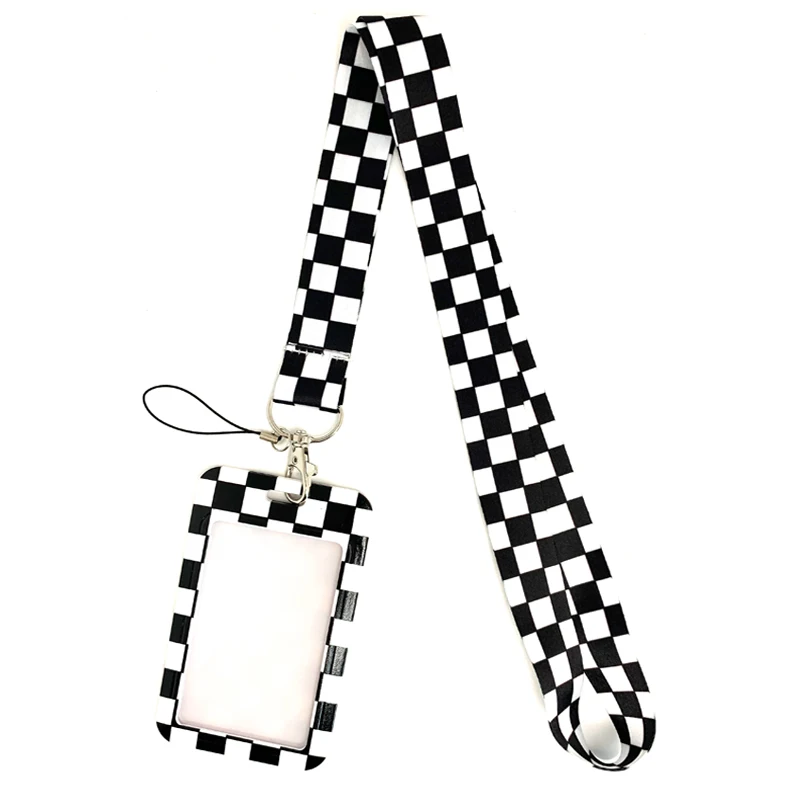 Black and White Squares Pattern Neck Straps Keychain Lanyards For Keys ID Card Badge Holder Webbing Ribbon Mobile Phone Rope | Мобильные