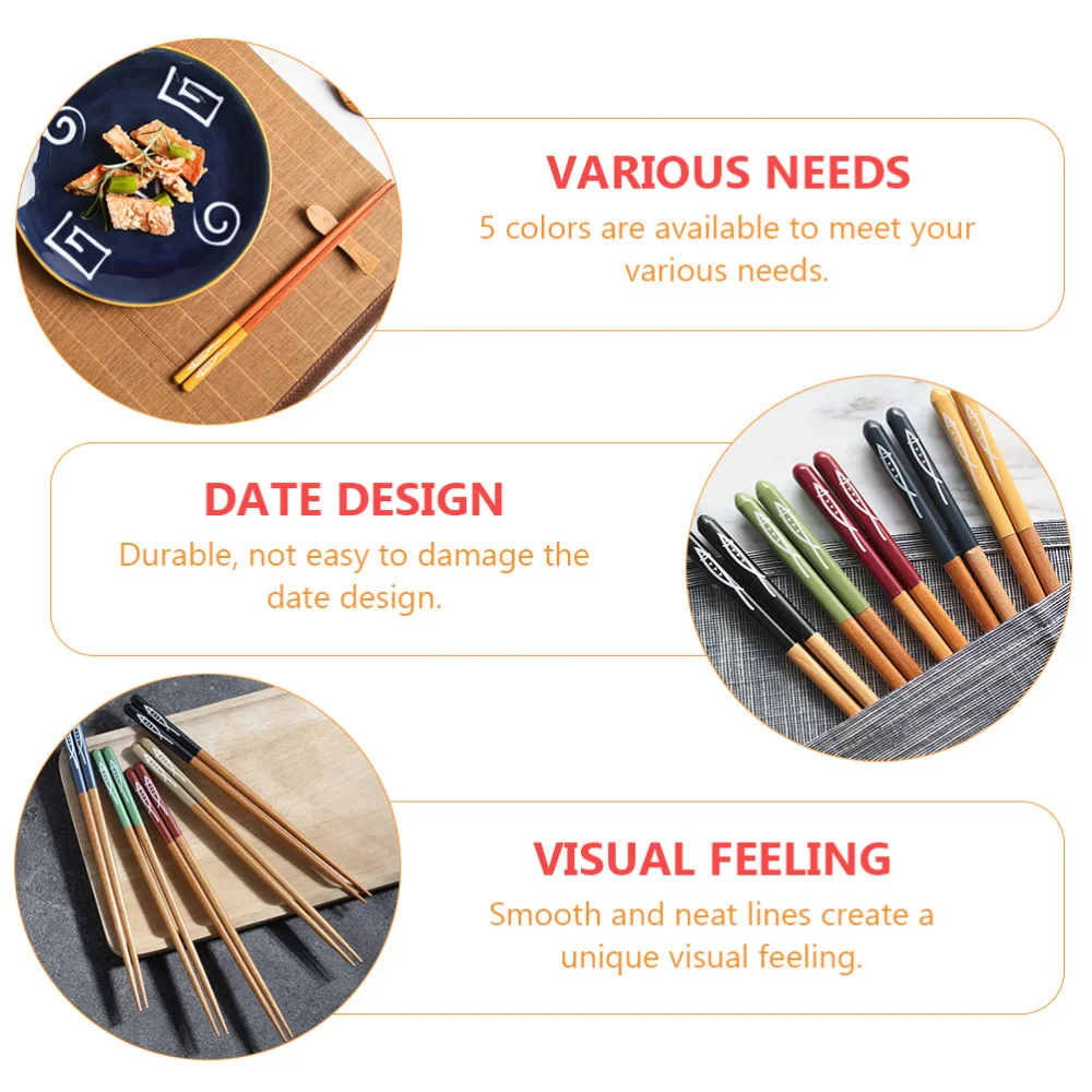 

5 Pairs Japanese Style Chopsticks Set Natural Wooden Chopsticks with Gift Box