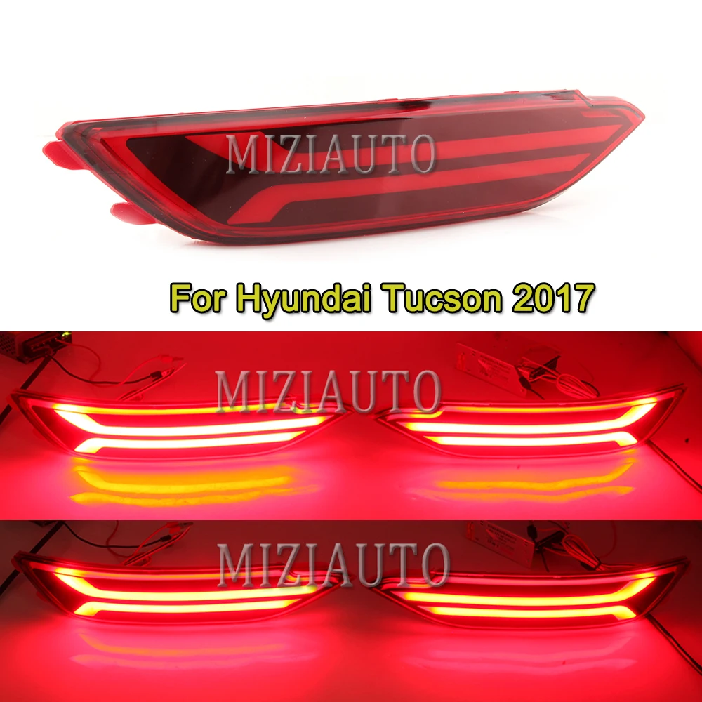 

MIZIAUTO Car 2PCS Rear Tail Light For Hyundai Tucson 2017 12V LED Rear Bumper Light Brake Light Flowing Turn Signal Reflector