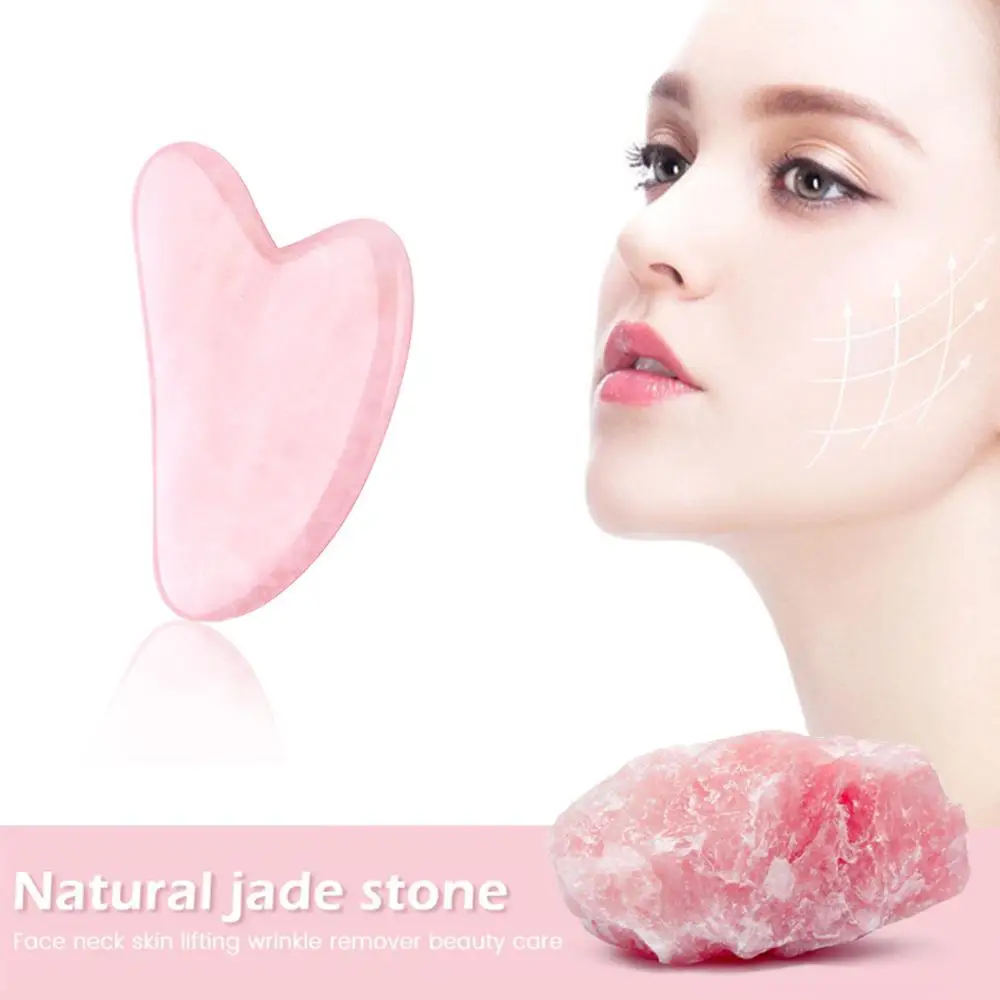 Natural Jade Gua Sha Stone Board Massage Rose Quartz Guasha Plate Face Massager Gouache Scraper Tool Facial Lift Wrinkle Remover