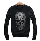Свитшот мужской оверсайз с черепами дрель в стиле аниме, уличная одежда, пуловеры, худи в стиле хип-хоп, свитшот, мужские Стразы