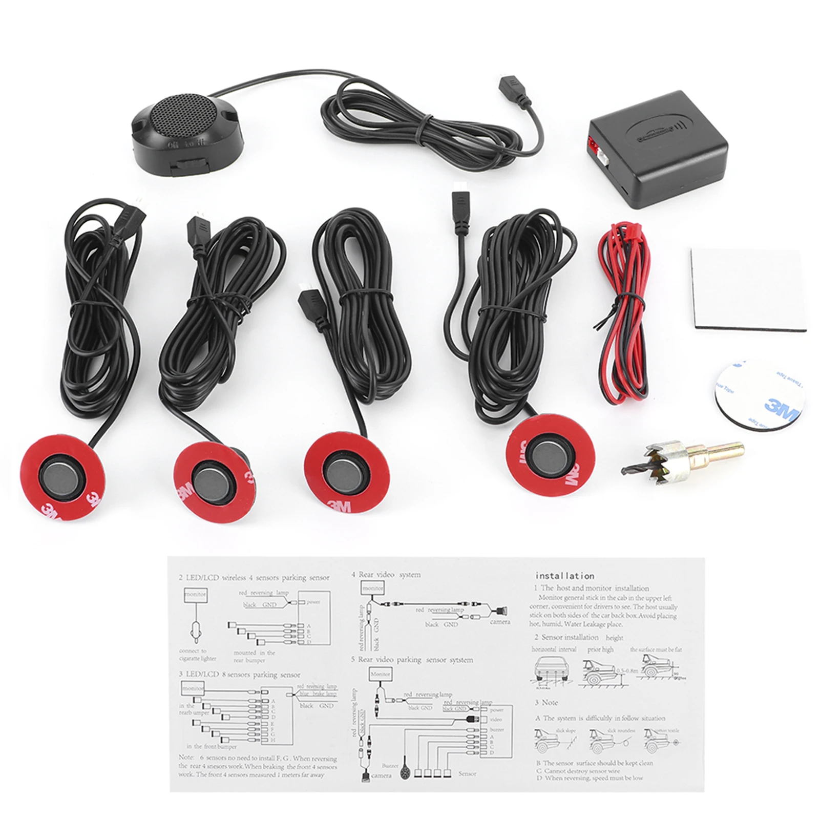 

16.5mm Car Built-In Backup Radar Sensor Reversing Assistance with Audio Buzzer Auxiliary Kit parking parking parking parking