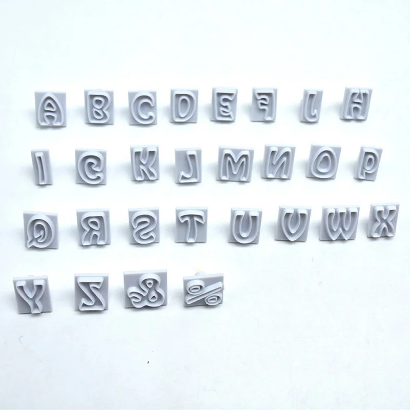 

s-DIY Baking Tools 64PCS English Alphabet Symbol Fondant Plastic Cutting