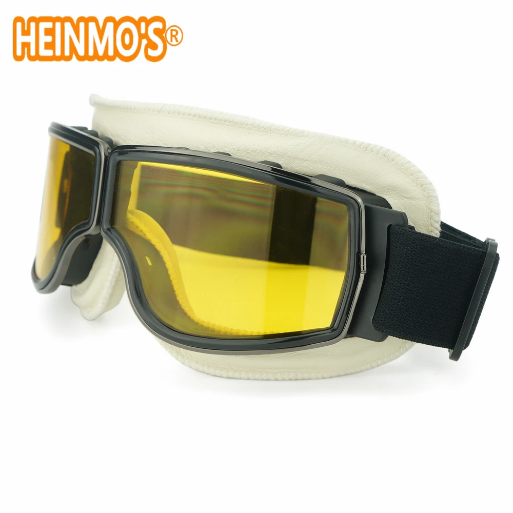 Винтаж Половина шлем очки с желтыми линзами в байкерском стиле пилота Байкерская