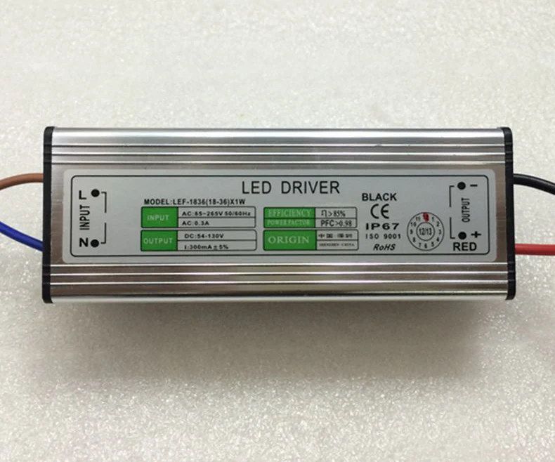 

Waterproof 10-18W LED Driver Light Power Supply 100-265V 300ma DC54-130V IP67 For Led Downlight