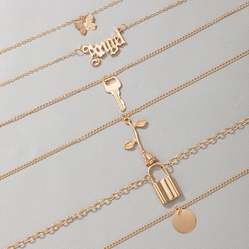 Ожерелье Tocona с подвеской в виде розовых цветов 6 шт./комплект | Украшения и