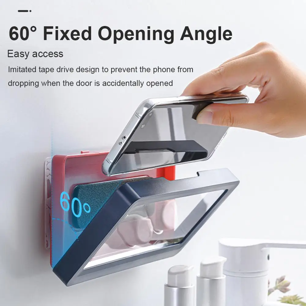

Wall Mounted Phone Case Waterproof Holder Toilet Kitchen Convenient Safe Phone Holder Bathroom Accessories Home Storage