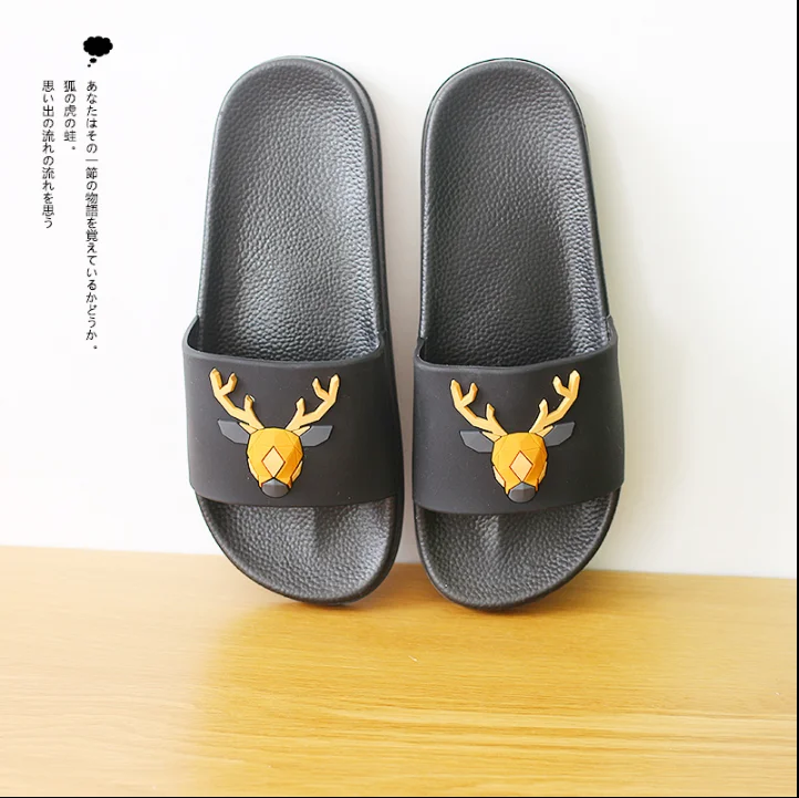 

Slippers Women's Summer Children's Slippers Korean-Style Antlers Non-Slip Platform Elk Slipper Men Shoes Woman House Shoes Men
