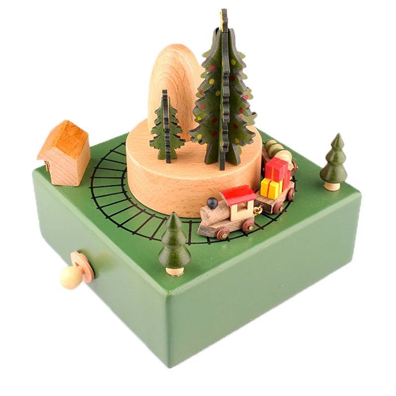 Музыкальная шлейф для бега рождественская елка музыкальная шкатулка деревянное