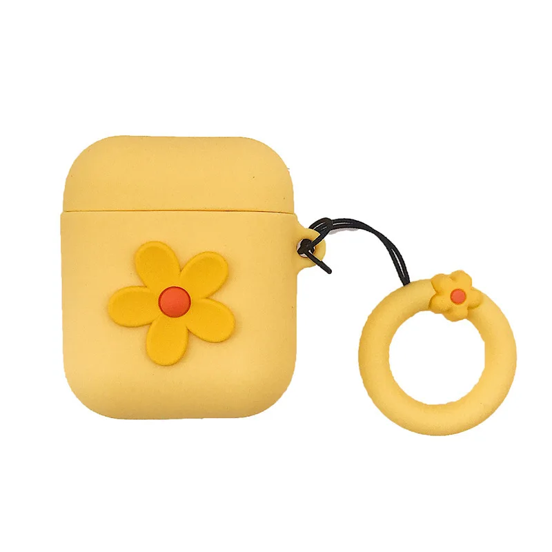 

For AirPods 1 2 Case Pink Purple Yellow Flower Thin Soft Silicone Charging Box Cases For Apple Airpods Case Earphone Cover Funda