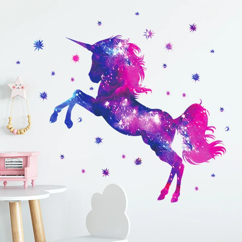 

Stars Outer Space Unicorn Wall Stickers for Kids Rooms Baby Girls Room Home Decor Children Bedroom Nursery Wall Decal Stickers