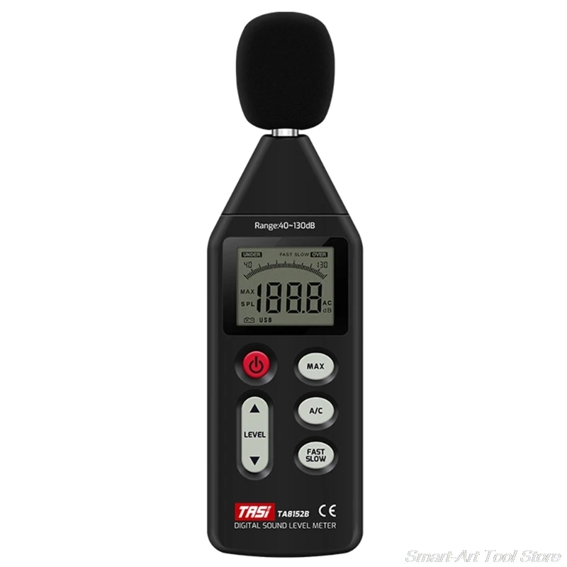 

Digital Sound Level Meter with USB Data Connection 40-130dB Tester Volume Decibel Measuring TA8152B LCD Display M09 21