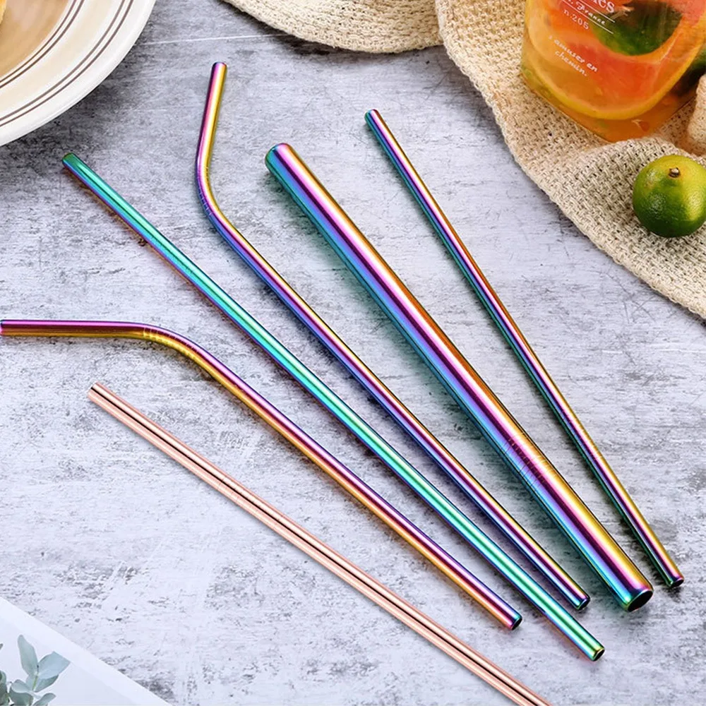 Соломинка из нержавеющей стали многоразовая металлическая 1 шт. с щеткой для