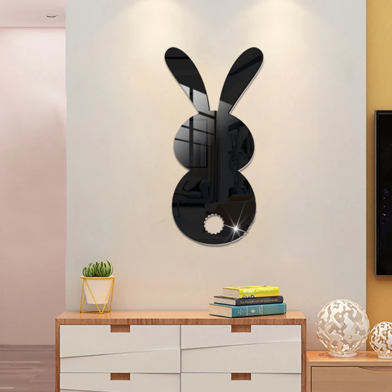 

Easter Bunny Wall Stickers Rabbit Shape Acrylic Mirror Sticker For Home Living Room Wall Decor