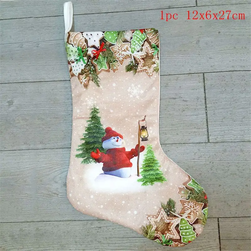 1cp 12x6x27cm Рождественские чулки, носки, кошка, собака, лось, Navidad, год, мешок для конфет Рождество, украшения, рождественские елки, вечерние подарочные сумки для детей - Цвет: 1cp 12x6x27cm