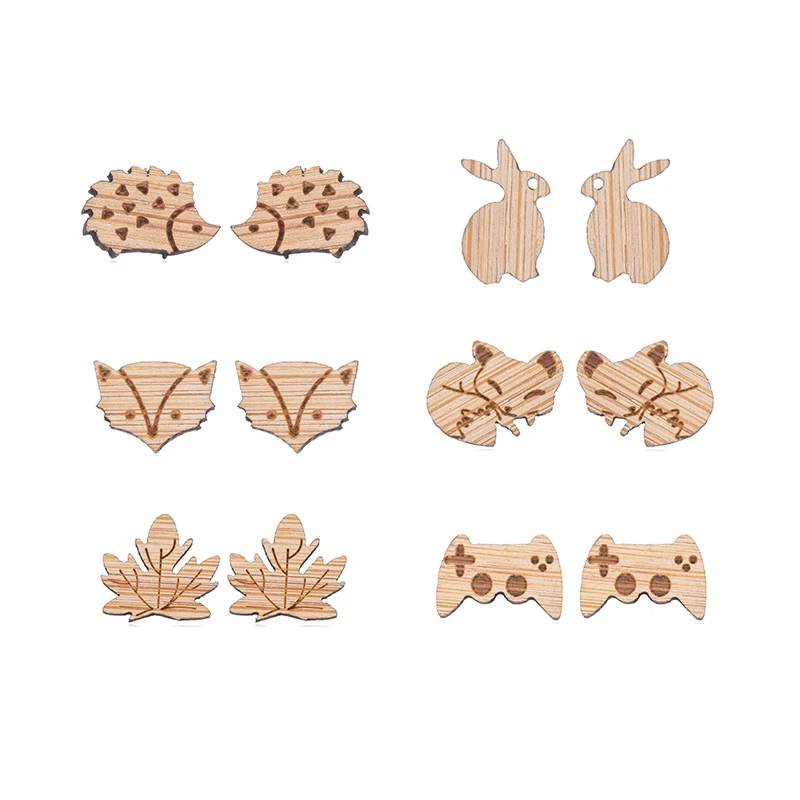 Sasusp милый кролик Ежик лиса кленовый лист геймпад серьги для женщин деревянные
