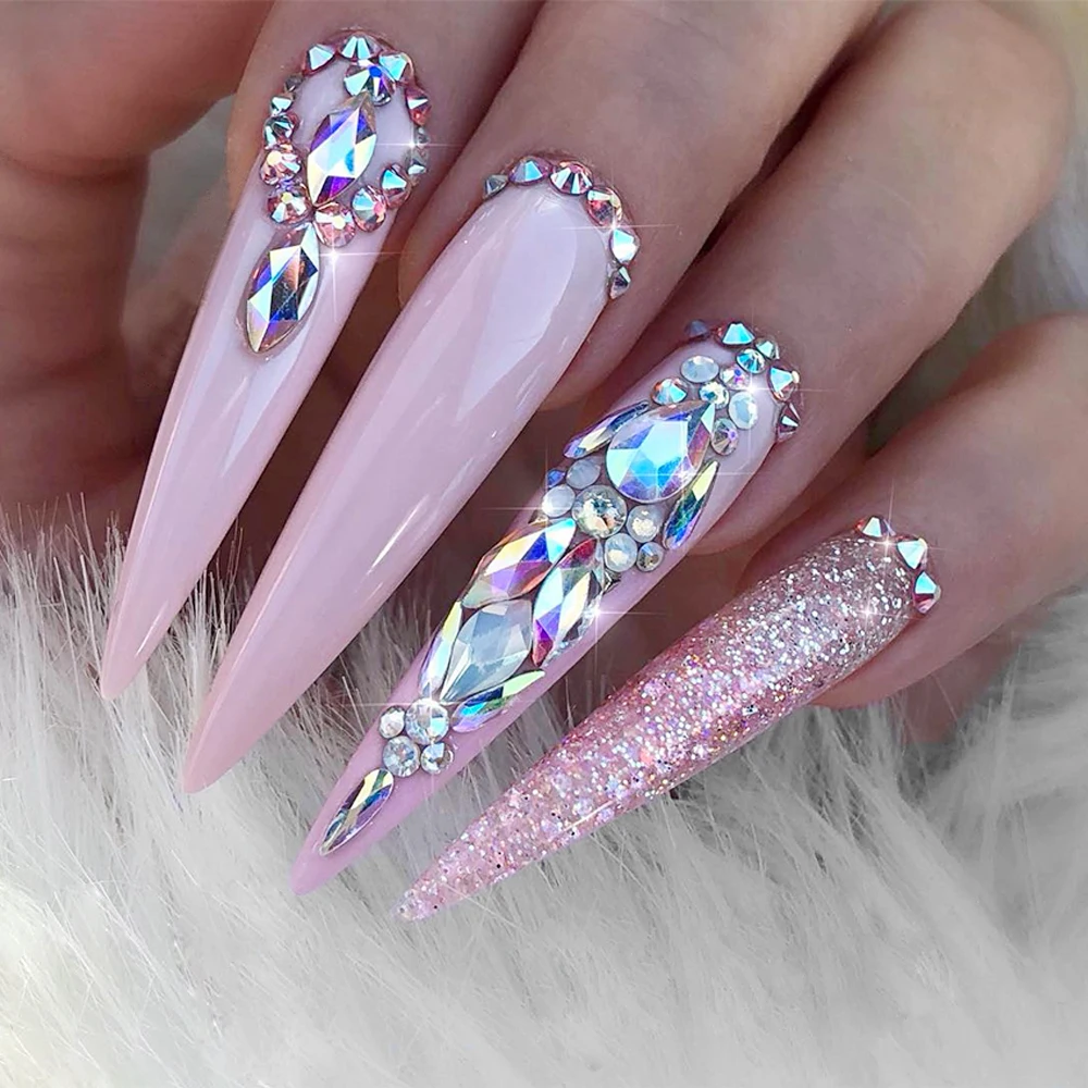 

20Pcs 3D Nail Art Flat Back Crystal AB Rhinestones Glass Decorations For Ms Nails Manicure Tips Accessories