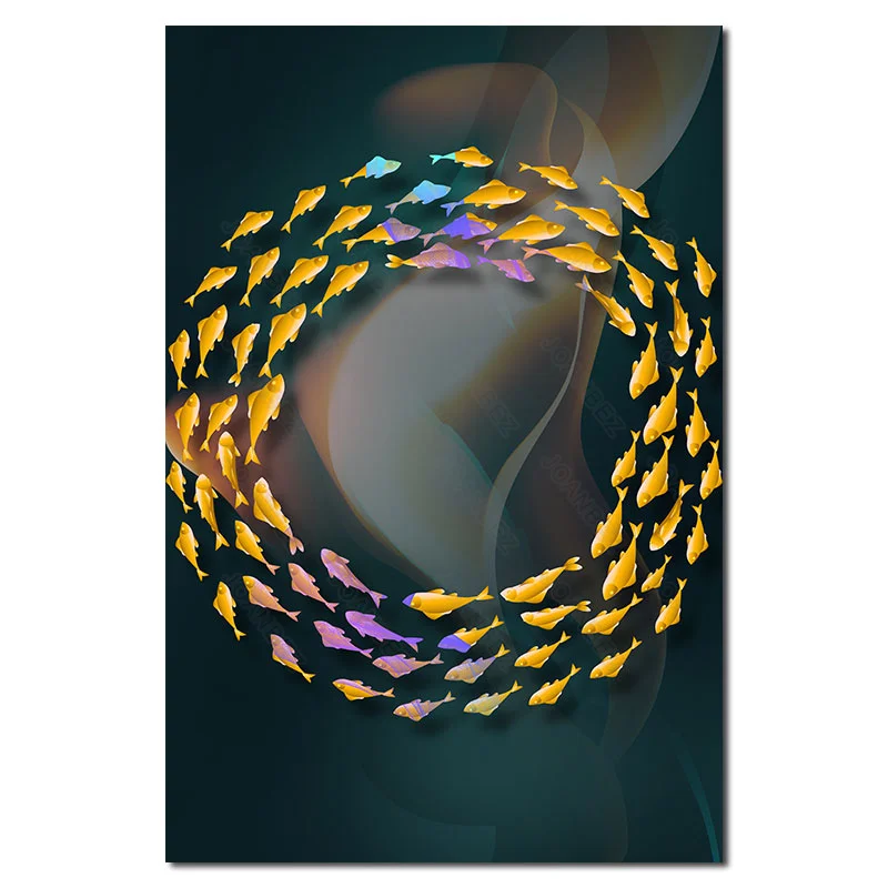 

Modern Abstract Delivery Canvas Material Painted Colorful Wild Fish Pattern Background Poster Living Room Furniture Sofa