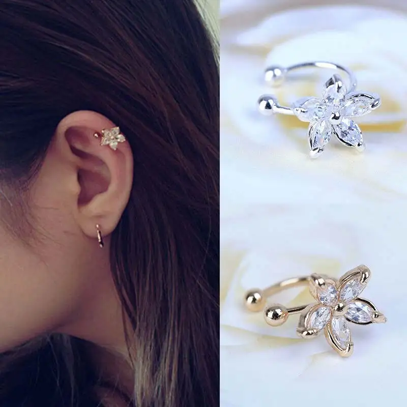 Серьги в форме цветка u образный зажим на манжете поддельные серьги из