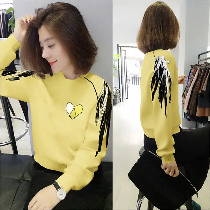 

Spring and autumn new short sweater women's spring loose round neck Pullover