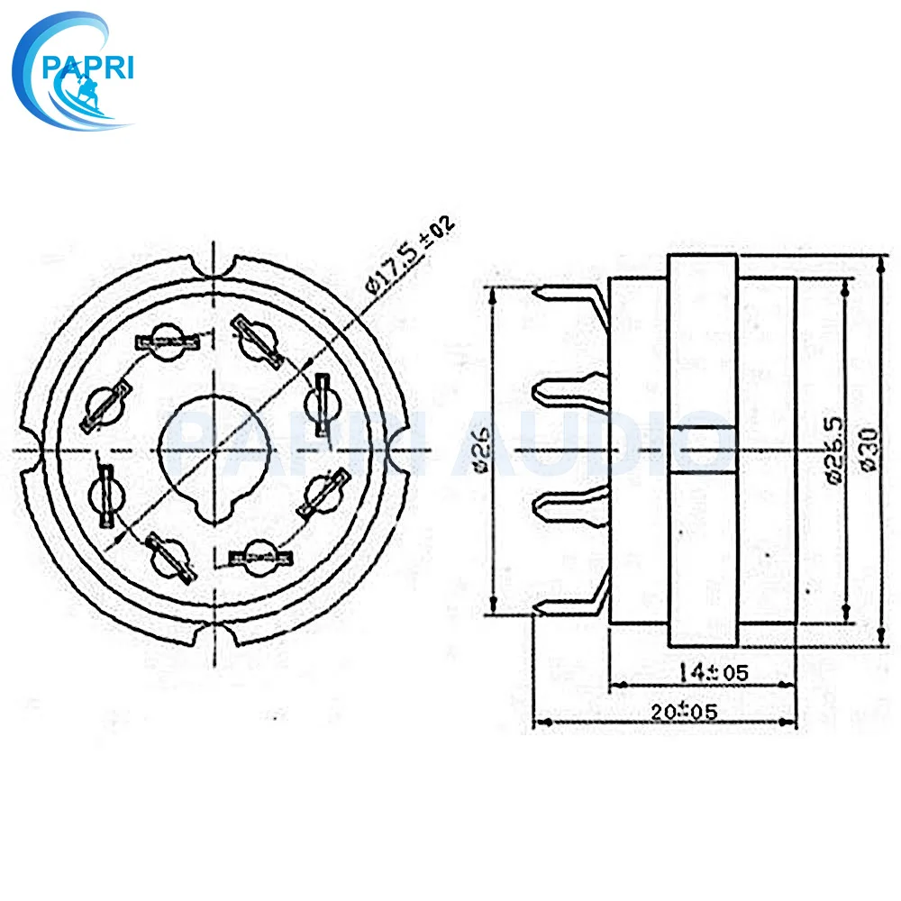 

PAPRI 10PCS Ceramic K8A Gold Plated 8Pin Vacuum Tube Socket PCB Mount Gold Octal Valve Base For KT88 EL34 274B 6SN7 6SL7 6V6 Etc