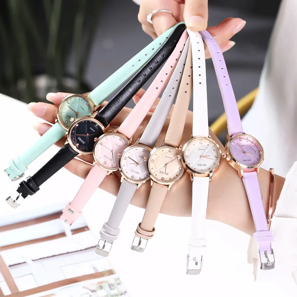 

2021 Fashion Diamond Pattern Diamond Waterproof Quartz Watch Simple Thin Belt Women's Watch Hot Brand Men Women Small Clock Gift