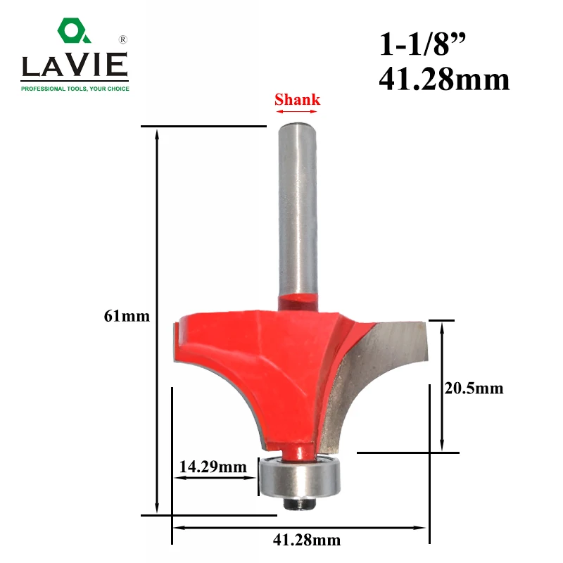 41.28mm LAVIE 1 шт. 6 мм 1/4 хвостовик маленький угловой круглый фреза для деревообрабатывающего станка, Классическая фреза для дерева MC01035 - Длина режущей кромки: 41.28mm