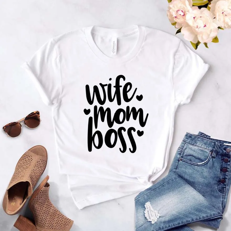 Wife Mom Letters Print Women tshirt Casual Funny t shirt For Lady Girl Top Tee funny t shirt women 90s streetwear