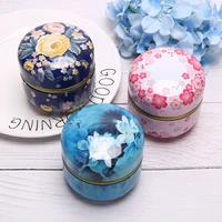 1pc metal mini sealed tank round moisture proof coffee canister travel box portable travel flower tea box tea caddy cans