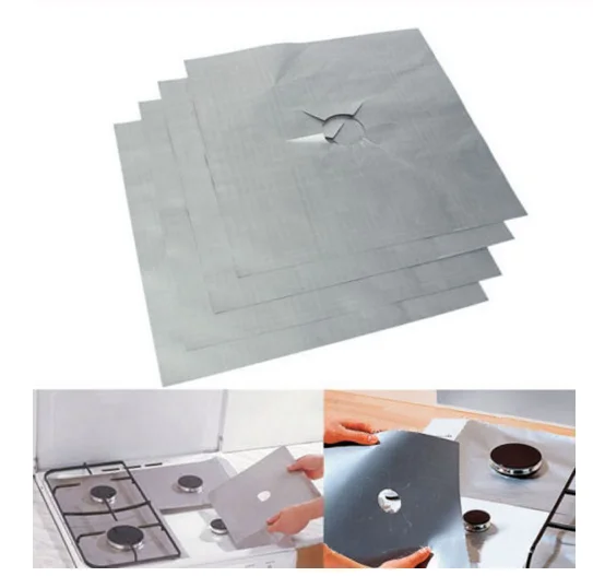 4 шт./лот многоразовые газовые протекторы для плиты из алюминиевой фольги с