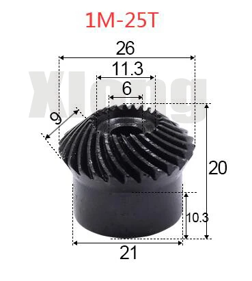 

2pcs 1M-25Teeths Inner Hole: 6mm Precision Spiral Bevel Gear Spiral Bevel Gear