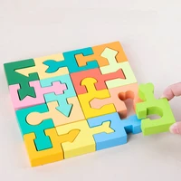 16pcs geometric shape matching interconnecting blocks children education logical thinking jigsaw puzzle montessori baby wood toy