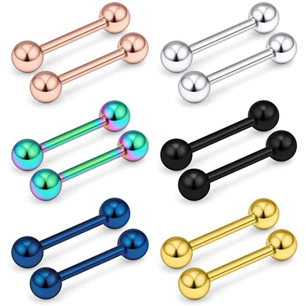 

12G Stainless Steel Externally Threaded PA Tongue Nipple Shield Barbell Ring Bar Body Piercing Jewelry Retainer 16mm