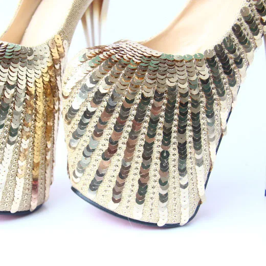 LTARTA/женские пикантные туфли лодочки на каблуке 20 см очень высоком золотистого