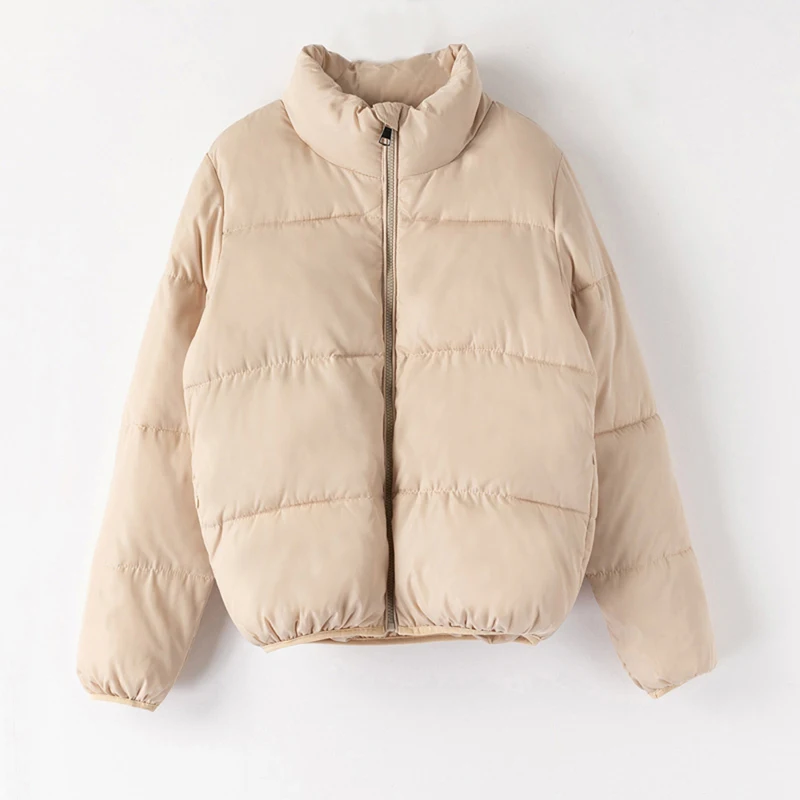 khaki Sfit, Женское пальто-пузырь, одноцветная, стандартный воротник, негабаритный, короткая куртка, зима, осень, Женская куртка-пуховик, парки, Mujer, мода - Цвет: khaki
