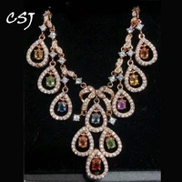 csj luxurious natural multi color sapphire necklace sterling 925 silver pendant for women engagement party gift fine jewelry