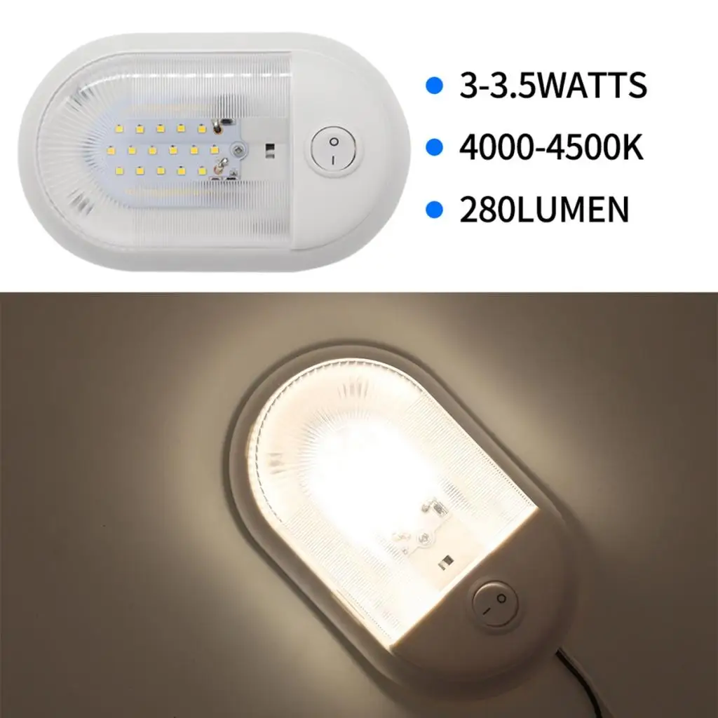 

12V - 24V Led RV потолочный купольный светильник RV Внутреннее освещение светильник ing для трейлера кемпера с переключателем, белый