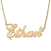 love heart ethan name necklace for women stainless steel gold silver nameplate pendant femme mother child girls gift
