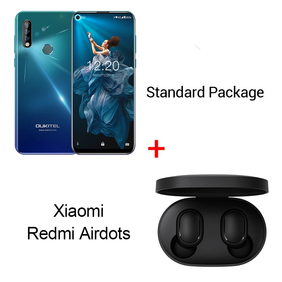 Gradient N Rm Airdot OUKITEL C17 Pro 6,3" 19,5: 9 Android 9,0 мобильный телефон MTK6763 Восьмиядерный 4 Гб ОЗУ 64 Гб ПЗУ двойная задняя Тройная камера 4G LTE смартфон - Цвет: Gradient N Rm Airdot