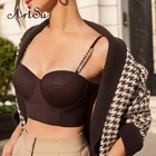 Женская Лоскутная футболка, облегающая футболка с цепочкой в стиле пэчворк, сексуальная уличная одежда, элегантная Клубная одежда на осень и зиму, ASVE82394