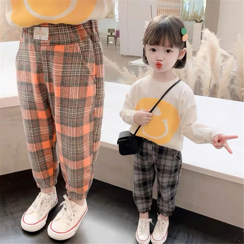

Girl Baby Pants Autumn Checked Trousers Girl Pants Clothes for Teen Girls Children's Clothing From 2 To 7 Years Pants for Girls