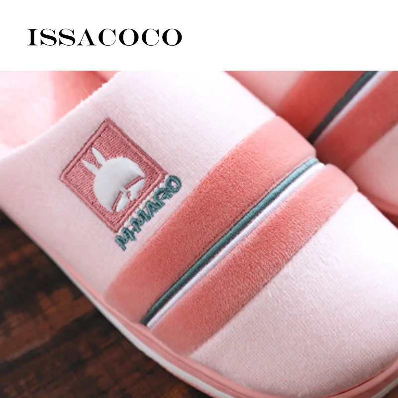 ISSACOCO/зимние тапочки; мужские Нескользящие хлопковые плюшевые теплые домашние тапочки; мужские домашние тапочки на плоской подошве; мужские тапочки; Pantuflas